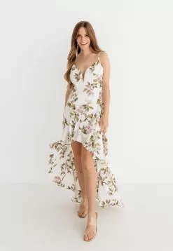Kelly Floral High Low Ruffle Maxi Dress