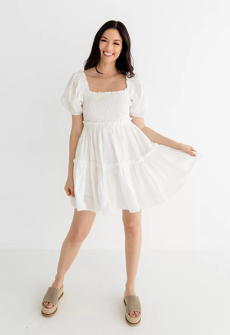 Blair Cotton Puff Sleeve Smocked Babydoll Dress 3 Blair Cotton Puff Sleeve Smocked Babydoll Dress