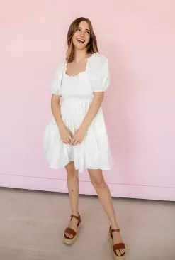 Blair Cotton Puff Sleeve Smocked Babydoll Dress 22 Blair Cotton Puff Sleeve Smocked Babydoll Dress -Fashion Store IMG 8419