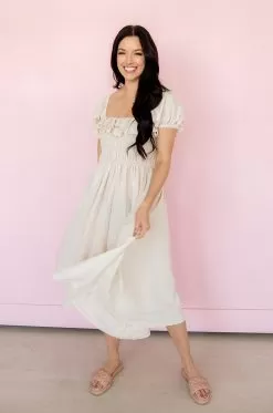 On Cloud Nine Smocked Ruffle Midi Dress -Fashion Store IMG 8490 42d4c0ec ad61 454b a439 b36e4ca8d5e1