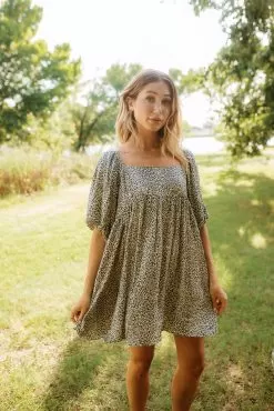 Jerri Leopard Puff Sleeve Babydoll Dress 14 Jerri Leopard Puff Sleeve Babydoll Dress -Fashion Store IMG 9252