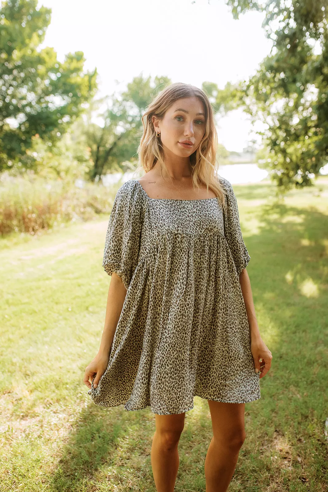 Jerri Leopard Puff Sleeve Babydoll Dress 8 Jerri Leopard Puff Sleeve Babydoll Dress - Image 6