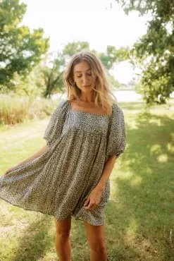 Jerri Leopard Puff Sleeve Babydoll Dress 12 Jerri Leopard Puff Sleeve Babydoll Dress -Fashion Store IMG 9255