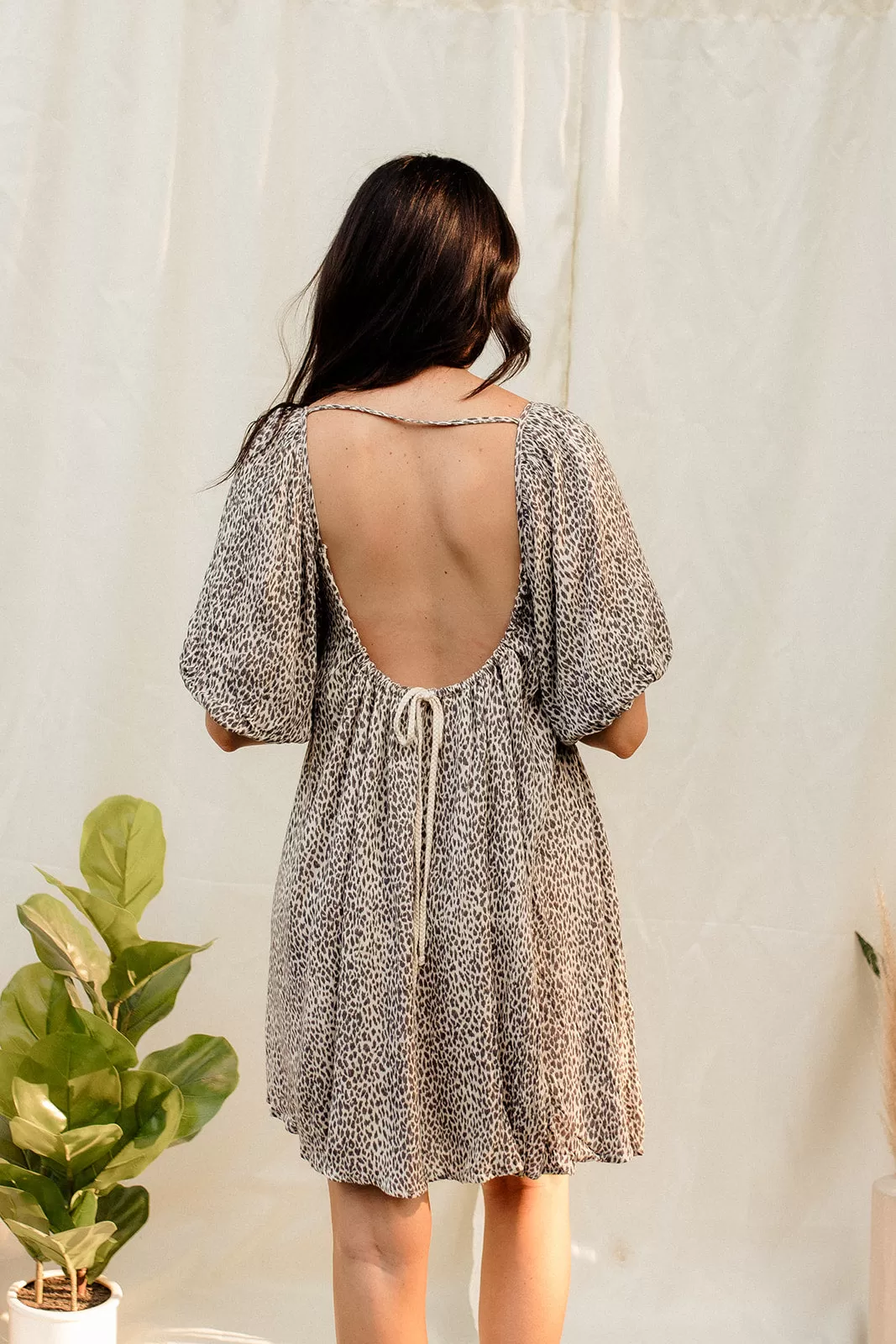 Jerri Leopard Puff Sleeve Babydoll Dress 4 Jerri Leopard Puff Sleeve Babydoll Dress - Image 2