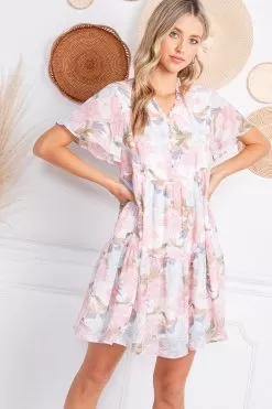 Davina Floral Tiered Babydoll Dress