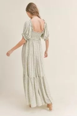 Giada Floral Smocked Maxi Dress -Fashion Store MD2930BSAGE 6