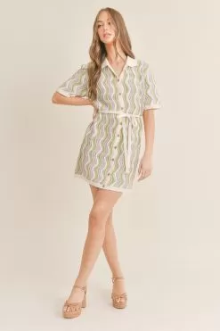 Temecula Sheer Crochet Button Down Dress
