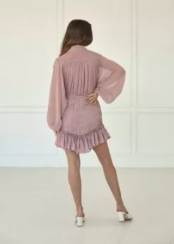 Shine On Pleated Ruffle Mini Dress - Blush 10 Shine On Pleated Ruffle Mini Dress - Blush -Fashion Store U4C5236