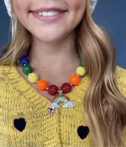 Rainbow Crystal Gum-Ball Necklace -Fashion Store accessories rainbow crystal gum ball necklace lola the boys 28427162157158