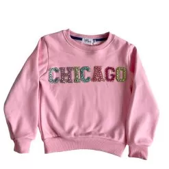 Chicago Gem Sweatshirt - Pink -Fashion Store beads chicago sweatshirt pink lola the boys 28846583513190