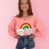 Embroidered Rainbow Denim Shorts -Fashion Store bottoms embroidered rainbow denim shorts lola the boys 29129571303526