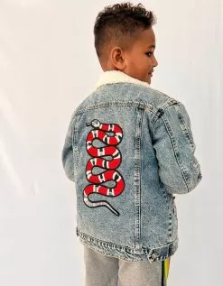 Denim Snake Sherpa Jacket -Fashion Store denim denim snake sherpa jacket lola the boys 29204428914790
