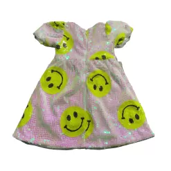Don't Worry Be Happy White Sequin Dress -Fashion Store don t worry be happy sequin dress white lola the boys 29146618331238