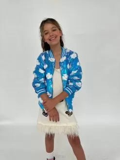 Crystal Butterfly Feather Trims Dress -Fashion Store dress crystal butterfly feather trims dress lola the boys 29651619610726