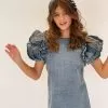 Denim Ruffle Dress -Fashion Store dress denim ruffle dress lola the boys 28483177250918