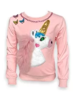 Fuzzy Unicorn Butterfly Gems Sweatshirt