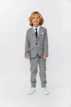 Gray Plaid Piece Suit -Fashion Store gray plaid piece suit lola the boys 29500227551334