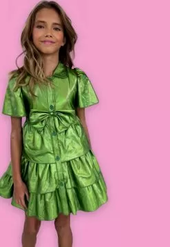 Iridescent Emerald Bow Dress -Fashion Store iridescent emerald bow dress lola the boys 29343290523750
