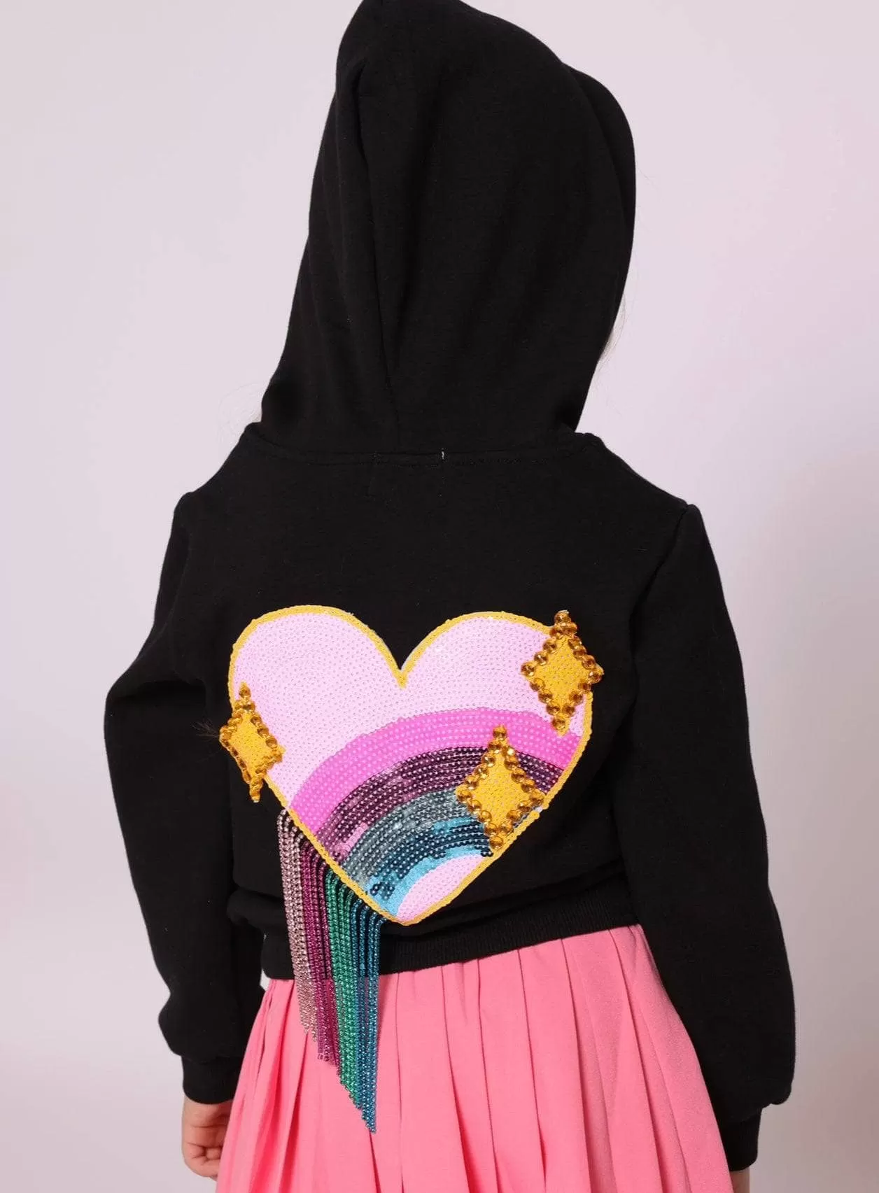 Women's Sparkle Heart Crystal Rain Hoodie 3 Women's Sparkle Heart Crystal Rain Hoodie