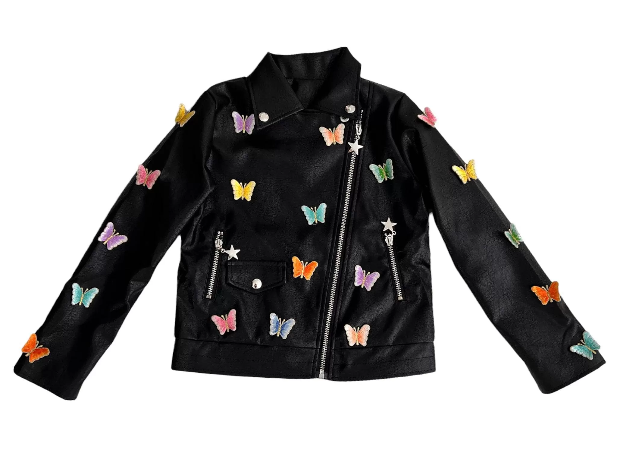 3D Butterfly Vegan Moto Jacket 4 3D Butterfly Vegan Moto Jacket - Image 2