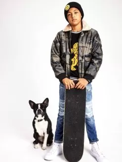 Camo Leather Moto Jacket -Fashion Store jackets bombers camo leather moto jacket lola the boys 28555631198310