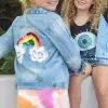 Happy Rainbow Gems Denim Jacket -Fashion Store jackets bombers happy rainbow gems denim jacket lola the boys 28321872969830