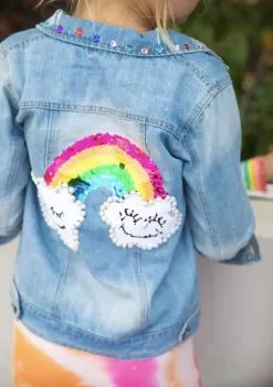 Happy Rainbow Gems Denim Jacket -Fashion Store jackets bombers happy rainbow gems denim jacket lola the boys 28321881555046