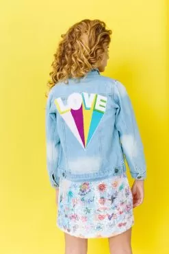 Womens Rainbow LOVE Denim 7 Womens Rainbow LOVE Denim -Fashion Store jackets bombers womens rainbow love denim lola the boys 29605205540966