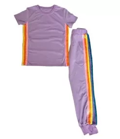 Lavender Rainbow Sequin Jogger Set -Fashion Store lavender rainbow sequin jogger set lola the boys 28992890568806