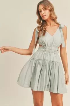 Flirty Much Open Back Tie Mini Dress