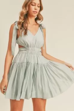 Flirty Much Open Back Tie Mini Dress -Fashion Store md3198 dusty blue 5