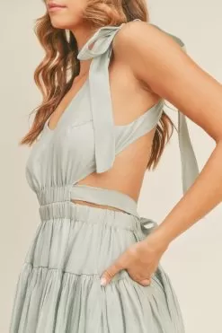 Flirty Much Open Back Tie Mini Dress -Fashion Store md3198 dusty blue 8