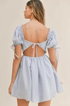 Miley Gingham Babydoll Dress 13 Miley Gingham Babydoll Dress -Fashion Store md3864 blue 7