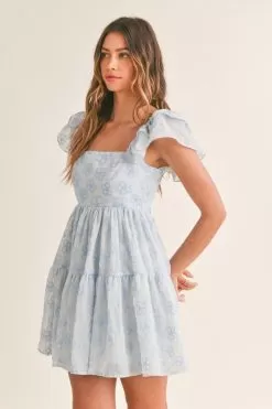Maybelle Embroidered Tiered Babydoll Dress 14 Maybelle Embroidered Tiered Babydoll Dress -Fashion Store md4122 blue 4