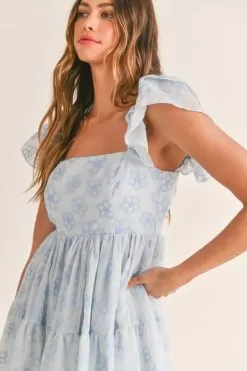 Maybelle Embroidered Tiered Babydoll Dress 17 Maybelle Embroidered Tiered Babydoll Dress -Fashion Store md4122 blue 6