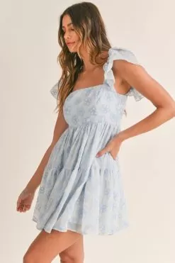 Maybelle Embroidered Tiered Babydoll Dress 15 Maybelle Embroidered Tiered Babydoll Dress -Fashion Store md4122 blue 7
