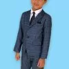 Navy Plaid Three-Piece Suit -Fashion Store navy plaid three piece suit lola the boys 28807241367654