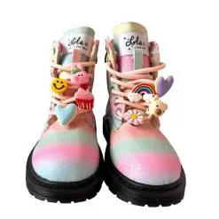 Ombre Rainbow Charm Boots -Fashion Store ombre glitter pastel charm boots lola the boys 29375109759078