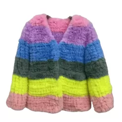 Rainbow Candy Striped Fur Jacket -Fashion Store rainbow candy striped fur jacket lola the boys 29204460601446