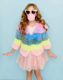 Rainbow Candy Striped Fur Jacket -Fashion Store rainbow candy striped fur jacket lola the boys 29472681656422