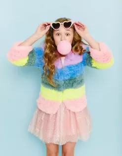 Rainbow Candy Striped Fur Jacket -Fashion Store rainbow candy striped fur jacket lola the boys 29472681689190