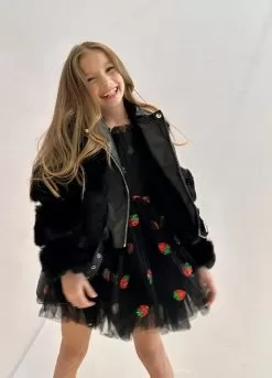 Black Sequin Strawberry Tulle Dress -Fashion Store sequin strawberries tulle dress lola the boys 29316530864230