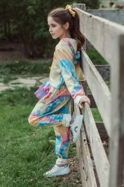 Be Happy Tie Dye Cropped Set -Fashion Store set be happy tie dye jogger set lola the boys 28236883099750