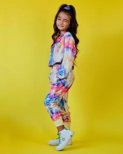 Be Happy Tie Dye Cropped Set -Fashion Store set be happy tie dye jogger set lola the boys 28424758755430