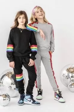 Black Rainbow Sequin Set -Fashion Store set black rainbow sequin set lola the boys 28335384985702