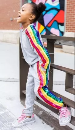 Sequin Rainbow Tracksuit Set -Fashion Store set sequin rainbow tracksuit set lola the boys 28301817610342