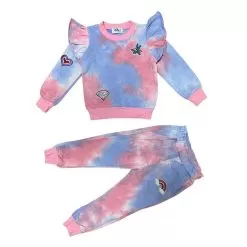 Tie Dye Ruffle Patch Jogger Set -Fashion Store set tie dye patch jogger set lola the boys 15484954607718