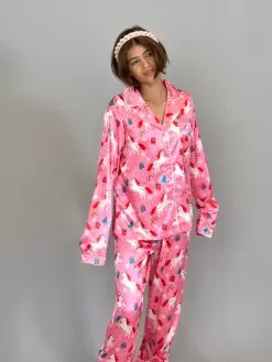 Unicorn Holiday Silk Lounge Set -Fashion Store set unicorn holiday silk lounge set lola the boys 29343400329318