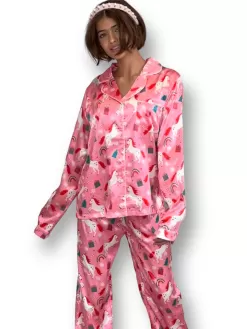 Unicorn Holiday Silk Lounge Set -Fashion Store set unicorn holiday silk lounge set lola the boys 29343400656998