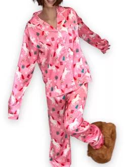 Unicorn Holiday Silk Lounge Set -Fashion Store set unicorn holiday silk lounge set lola the boys 29343401246822